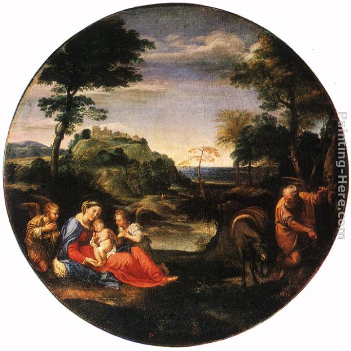 Rest on Flight into Egypt painting - Annibale Carracci Rest on Flight into Egypt art painting